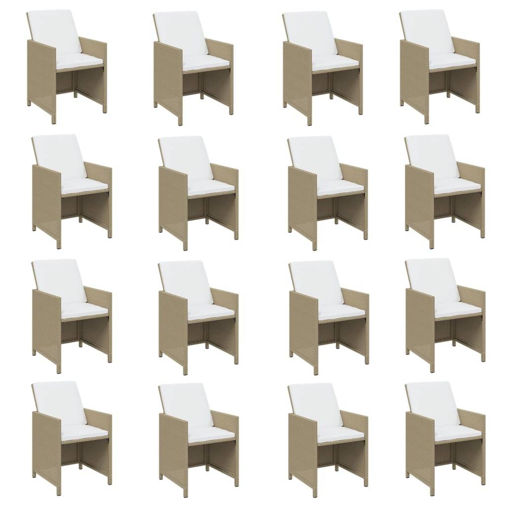 vidaXL 21-tlg. Garten-Essgruppe mit Kissen Poly Rattan Beige