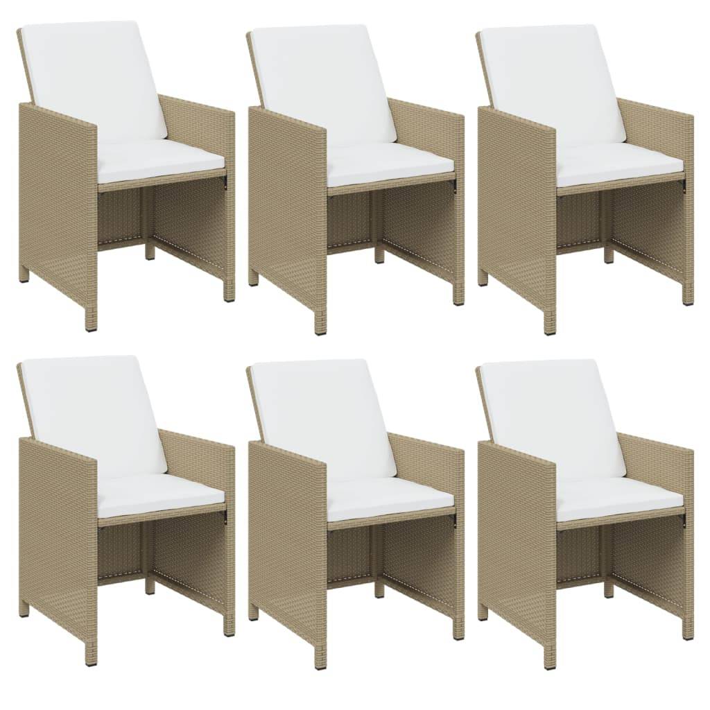 vidaXL 11-tlg. Garten-Essgruppe mit Kissen Poly Rattan Beige