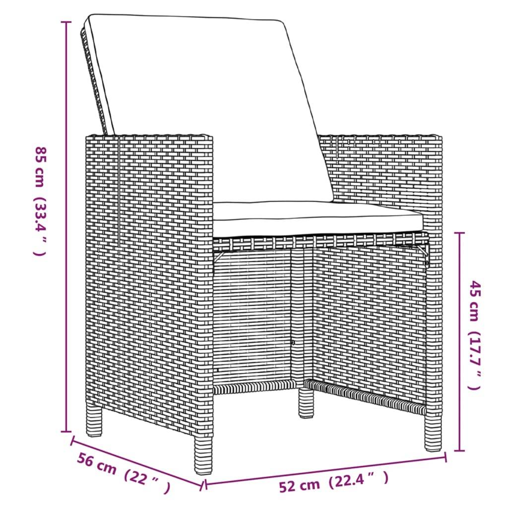 vidaXL 17-tlg. Garten-Essgruppe mit Kissen Schwarz Poly Rattan