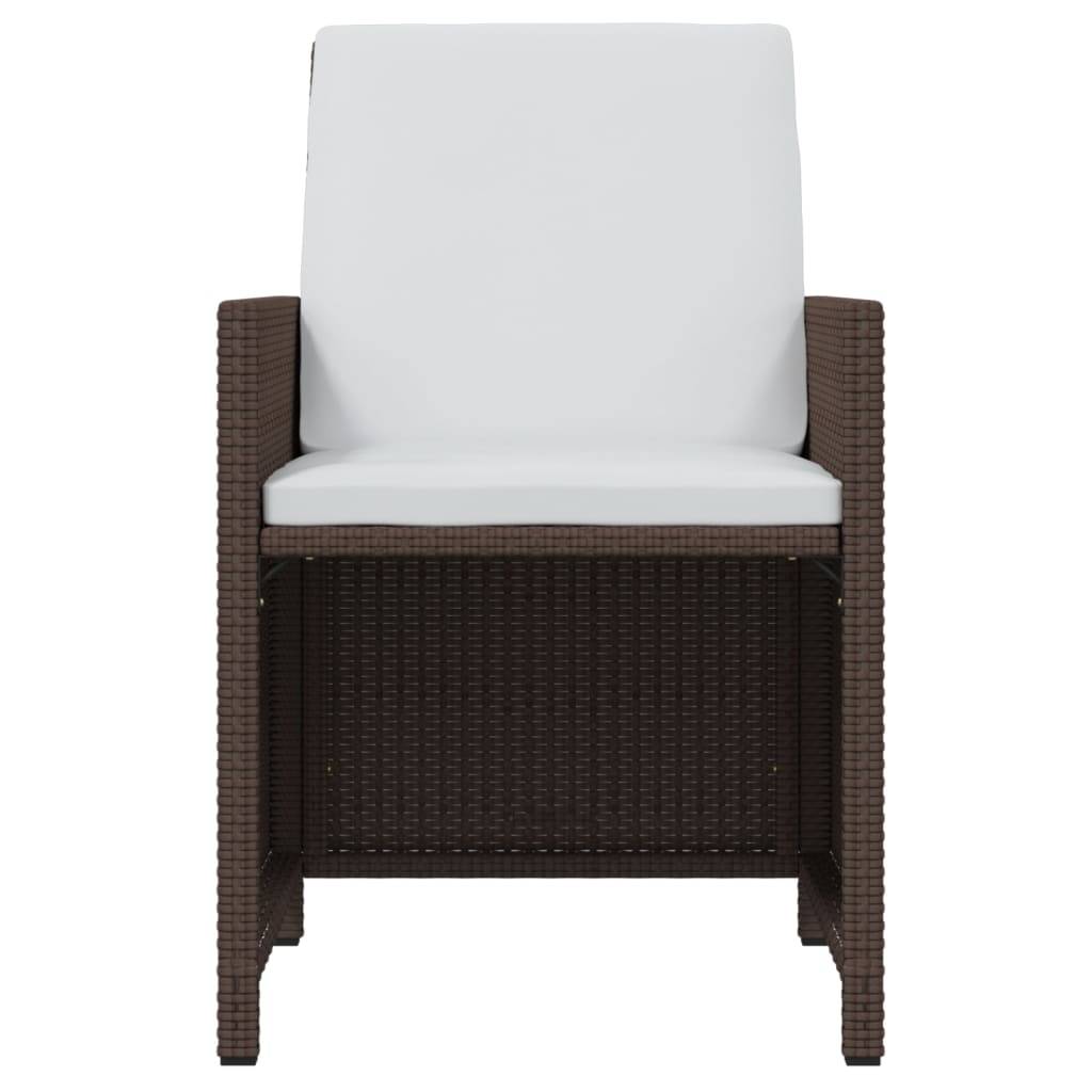 vidaXL 15-tlg. Garten-Essgruppe mit Kissen Poly Rattan Braun