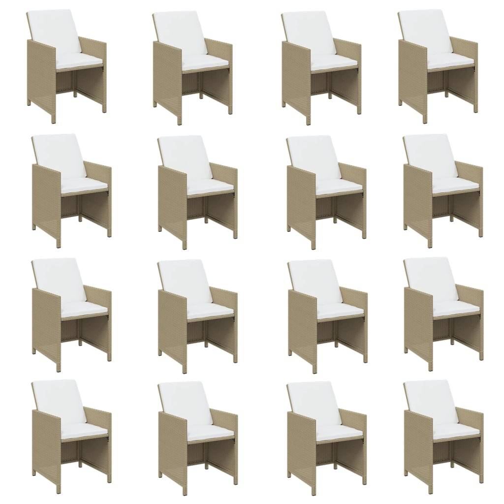 vidaXL 21-tlg. Garten-Essgruppe mit Kissen Poly Rattan Beige