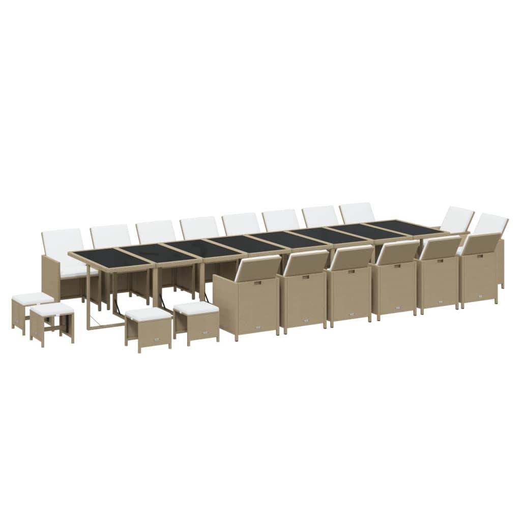 vidaXL 21-tlg. Garten-Essgruppe mit Kissen Poly Rattan Beige