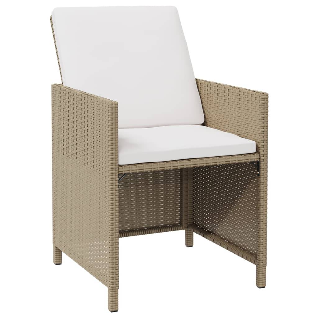 vidaXL 5-tlg. Garten-Essgruppe mit Kissen Poly Rattan Beige