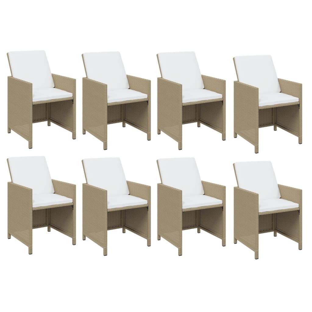 vidaXL 13-tlg. Garten-Essgruppe mit Kissen Poly Rattan Beige