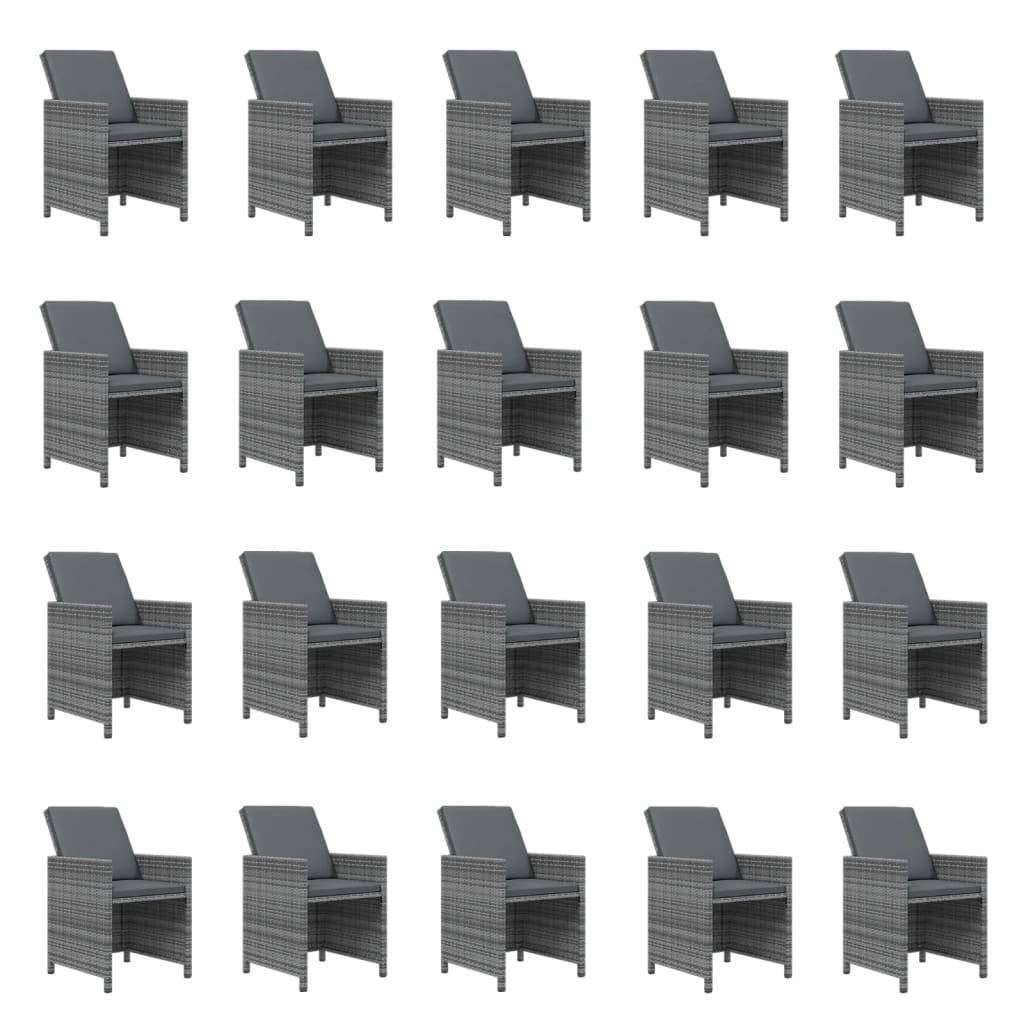 vidaXL 21-tlg. Garten-Essgruppe mit Kissen Poly Rattan Grau