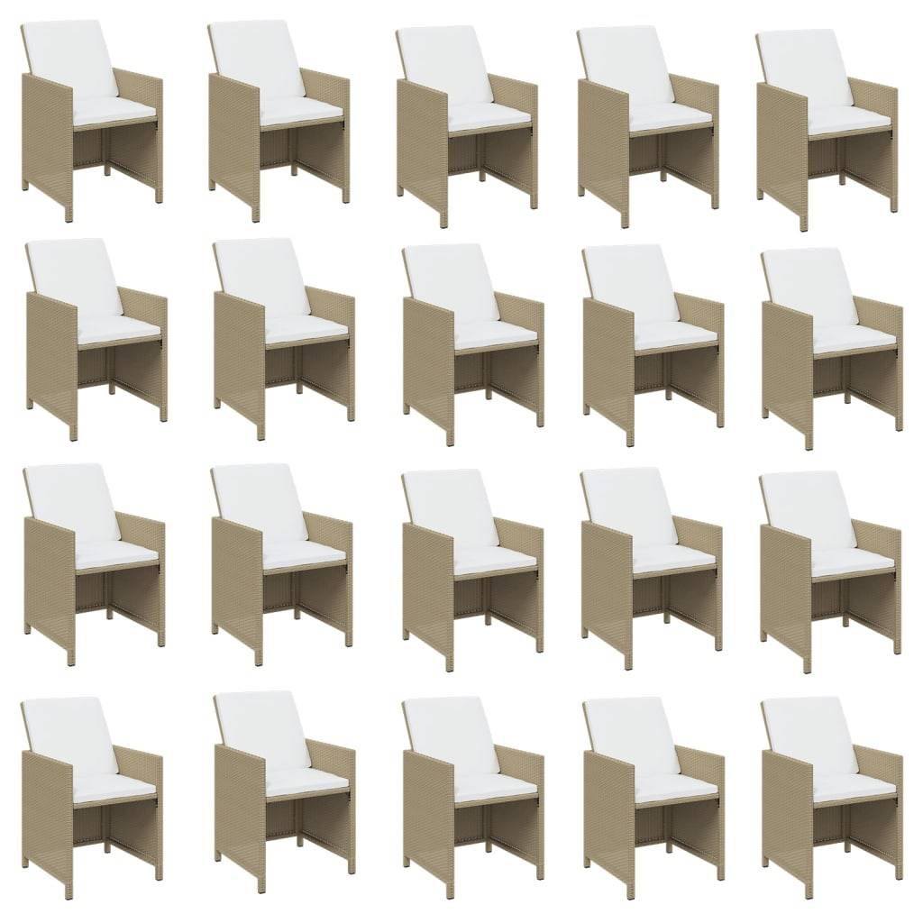 vidaXL 21-tlg. Garten-Essgruppe mit Kissen Poly Rattan Beige