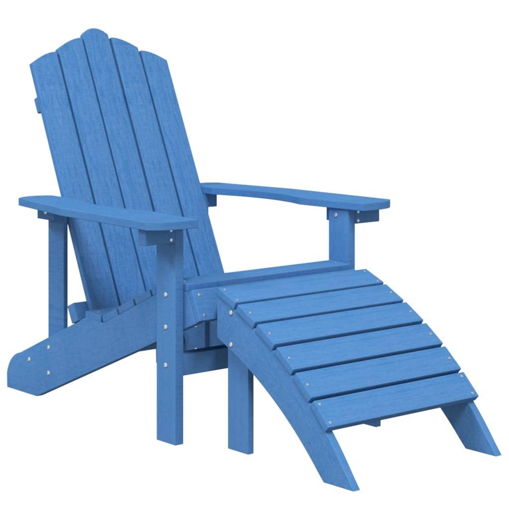 vidaXL Adirondack-Gartenstuhl mit Hocker & Tisch HDPE Aquamarin
