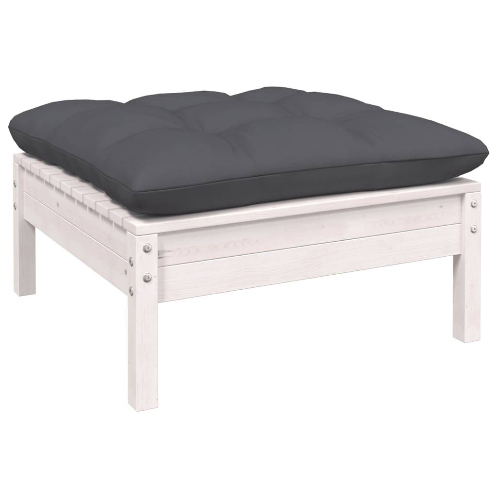 vidaXL 12-tlg. Garten-Lounge-Set mit Kissen Weiß Kiefernholz