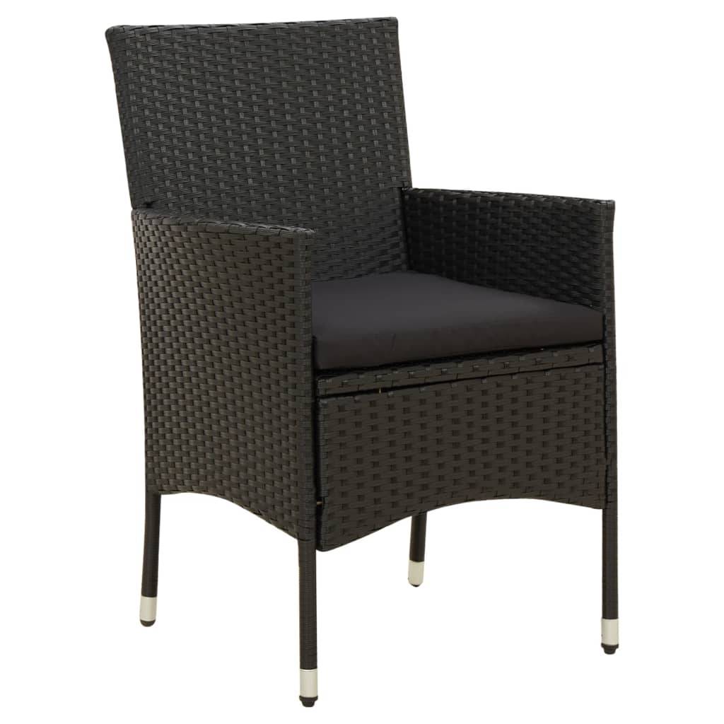 vidaXL Gartenstühle mit Kissen 4 Stk. Poly Rattan Schwarz