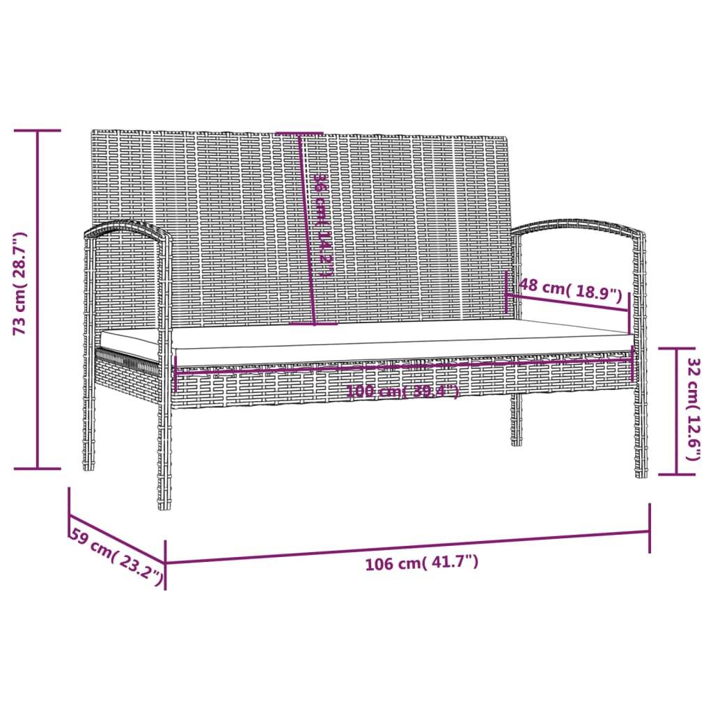 vidaXL 8-tlg. Garten-Lounge-Set mit Auflagen Poly Rattan Schwarz