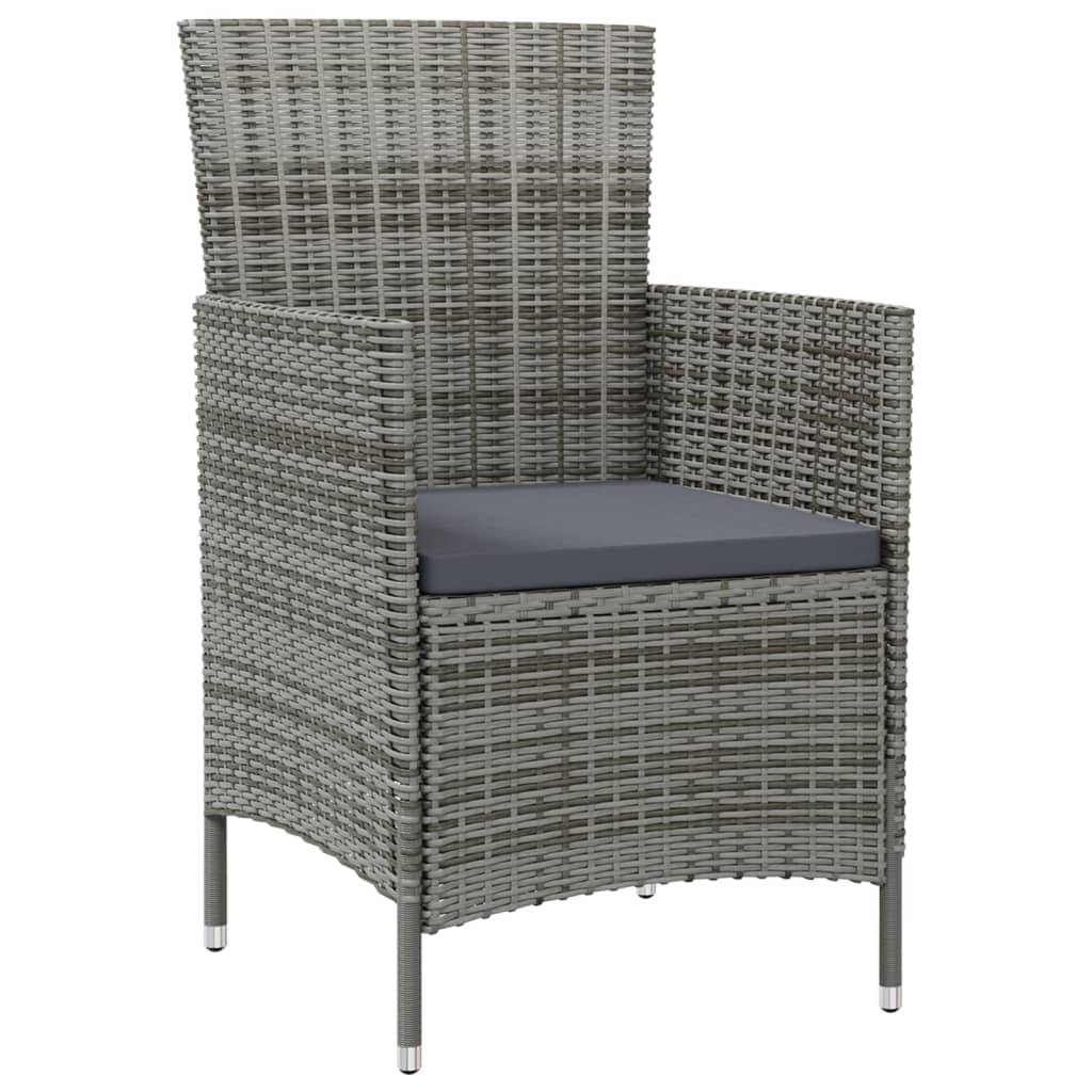 vidaXL Gartenstühle mit Kissen 2 Stk. Poly Rattan Grau