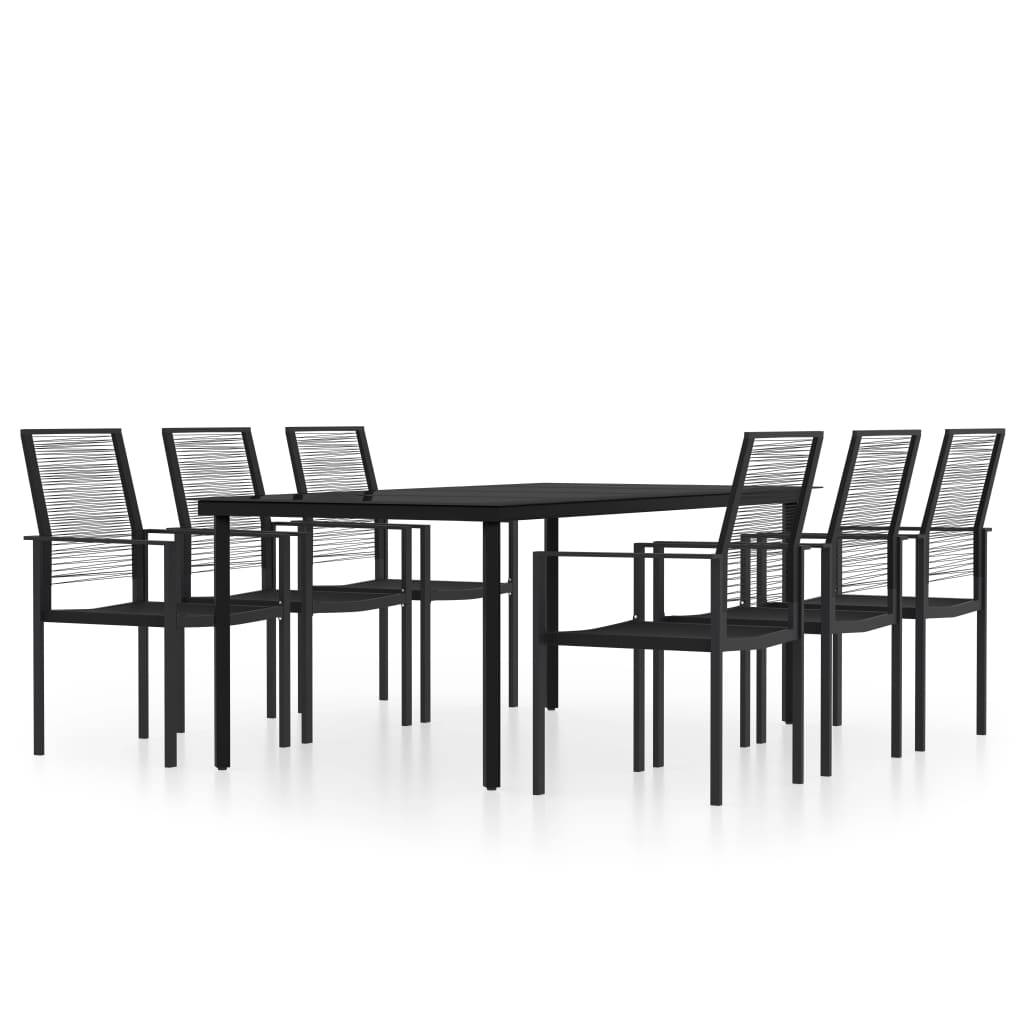 vidaXL 7-tlg. Garten-Essgruppe Schwarz