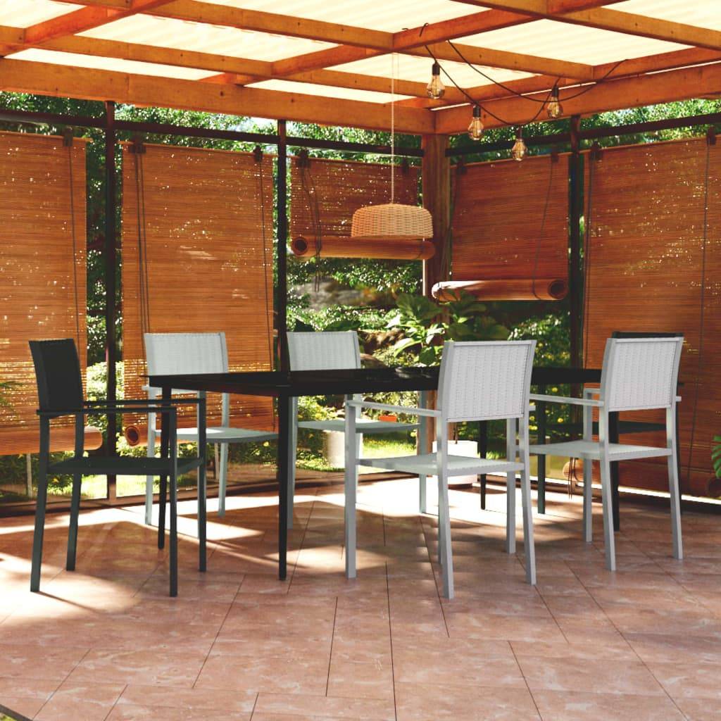 vidaXL 7-tlg. Garten-Essgruppe Schwarz und Weiß