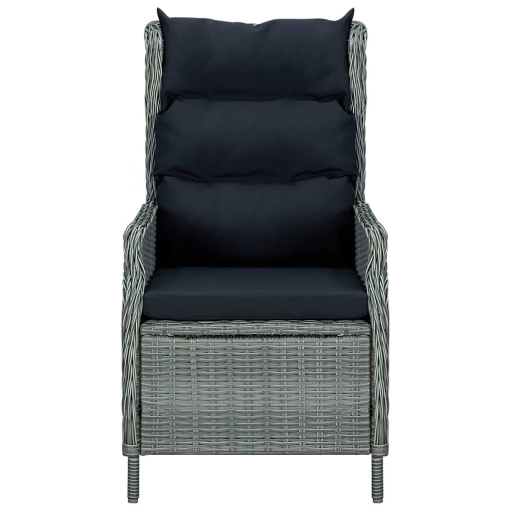 vidaXL Verstellbarer Gartensessel mit Auflagen Poly Rattan Hellgrau