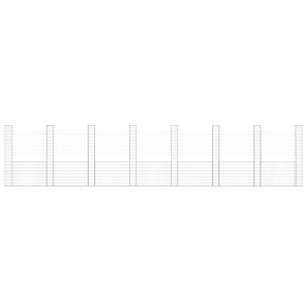 vidaXL Gabionenkorb U-Form mit 8 Säulen Eisen 860x20x200 cm