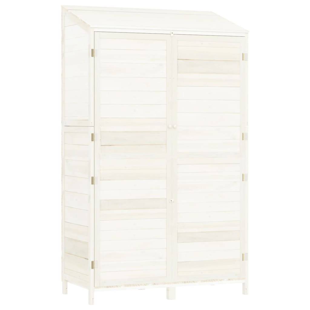 vidaXL Geräteschuppen Weiß 102x52x174,5 cm Massivholz Tanne