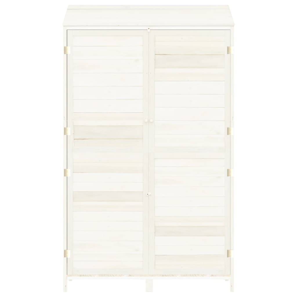 vidaXL Geräteschuppen Weiß 102x52x174,5 cm Massivholz Tanne