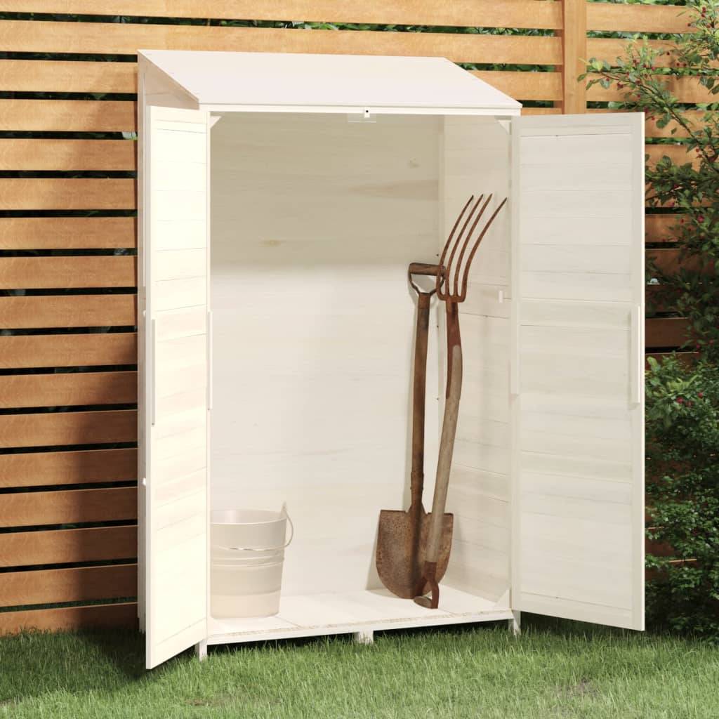 vidaXL Geräteschuppen Weiß 102x52x174,5 cm Massivholz Tanne