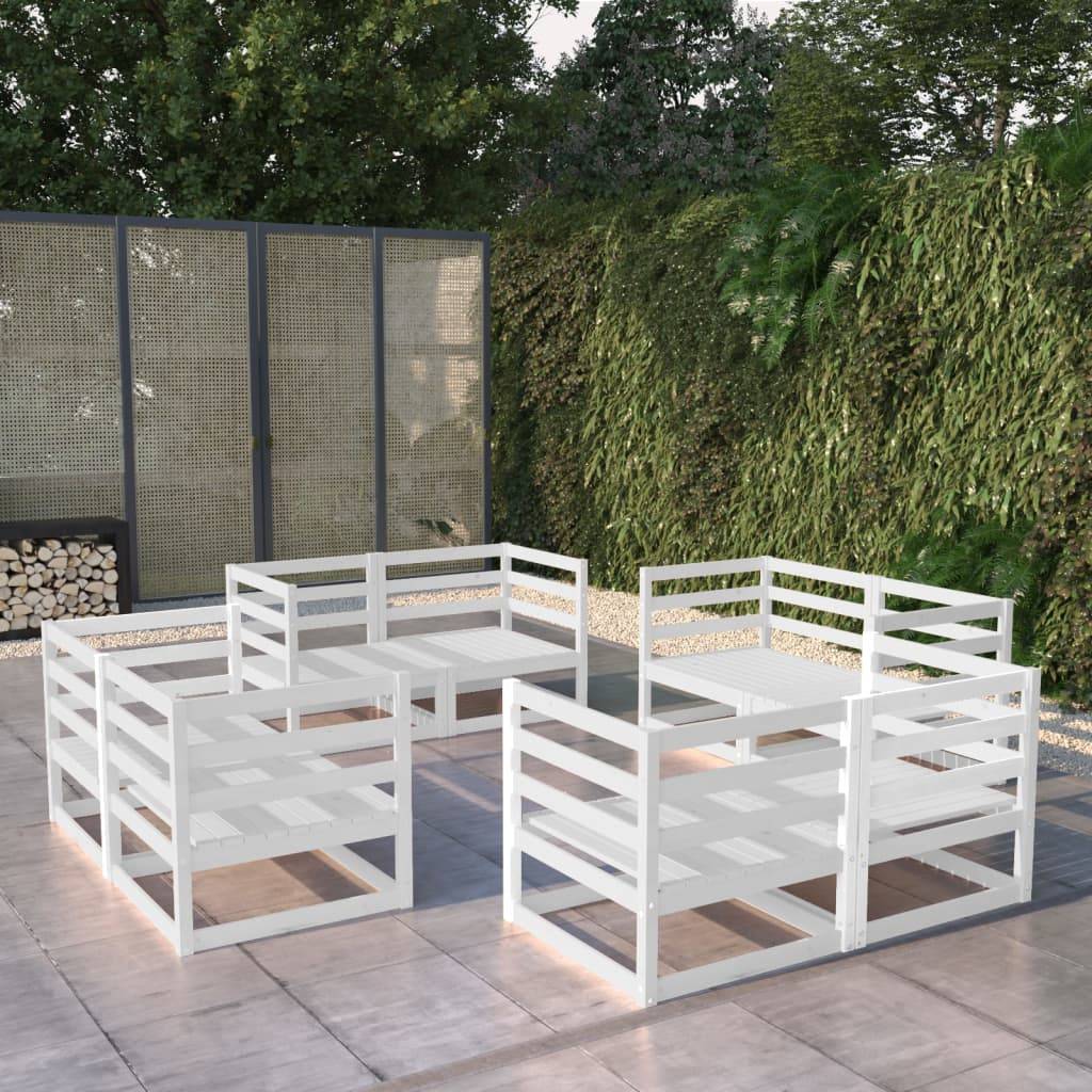 vidaXL 8-tlg. Garten-Lounge-Set Weiß Massivholz Kiefer