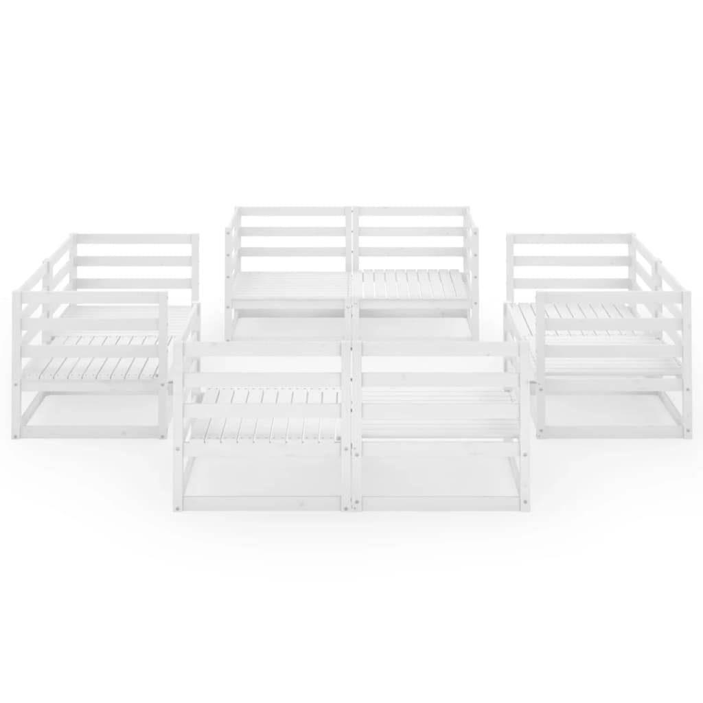 vidaXL 8-tlg. Garten-Lounge-Set Weiß Massivholz Kiefer