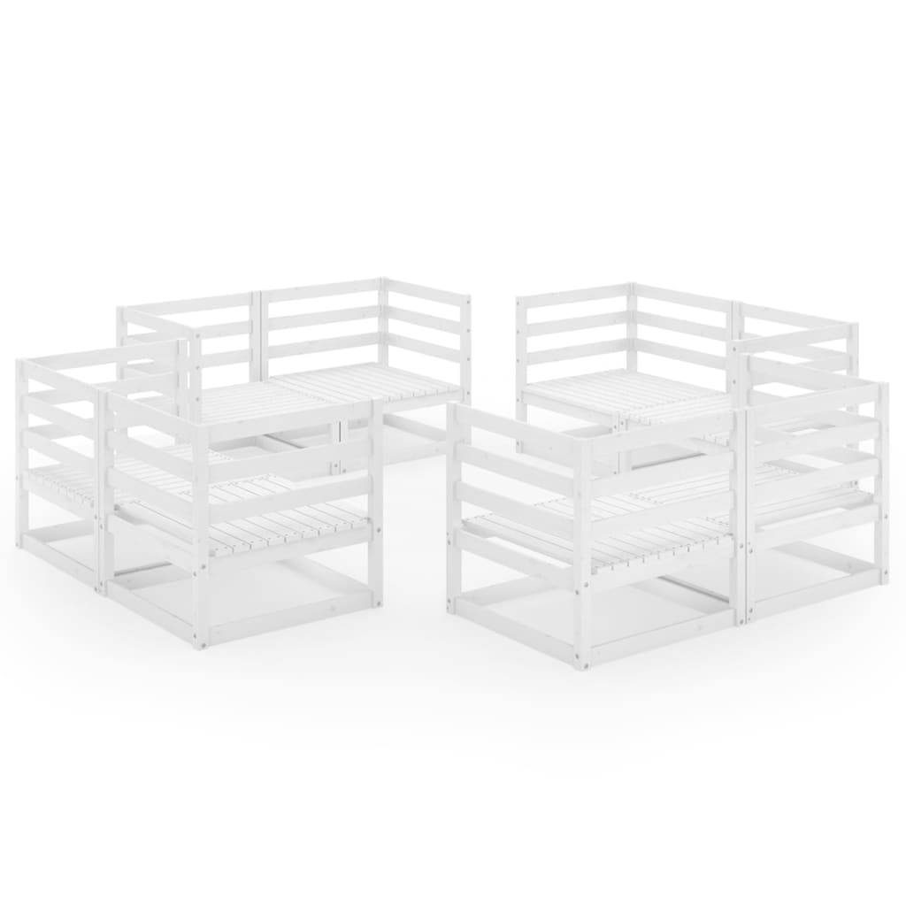 vidaXL 8-tlg. Garten-Lounge-Set Weiß Massivholz Kiefer