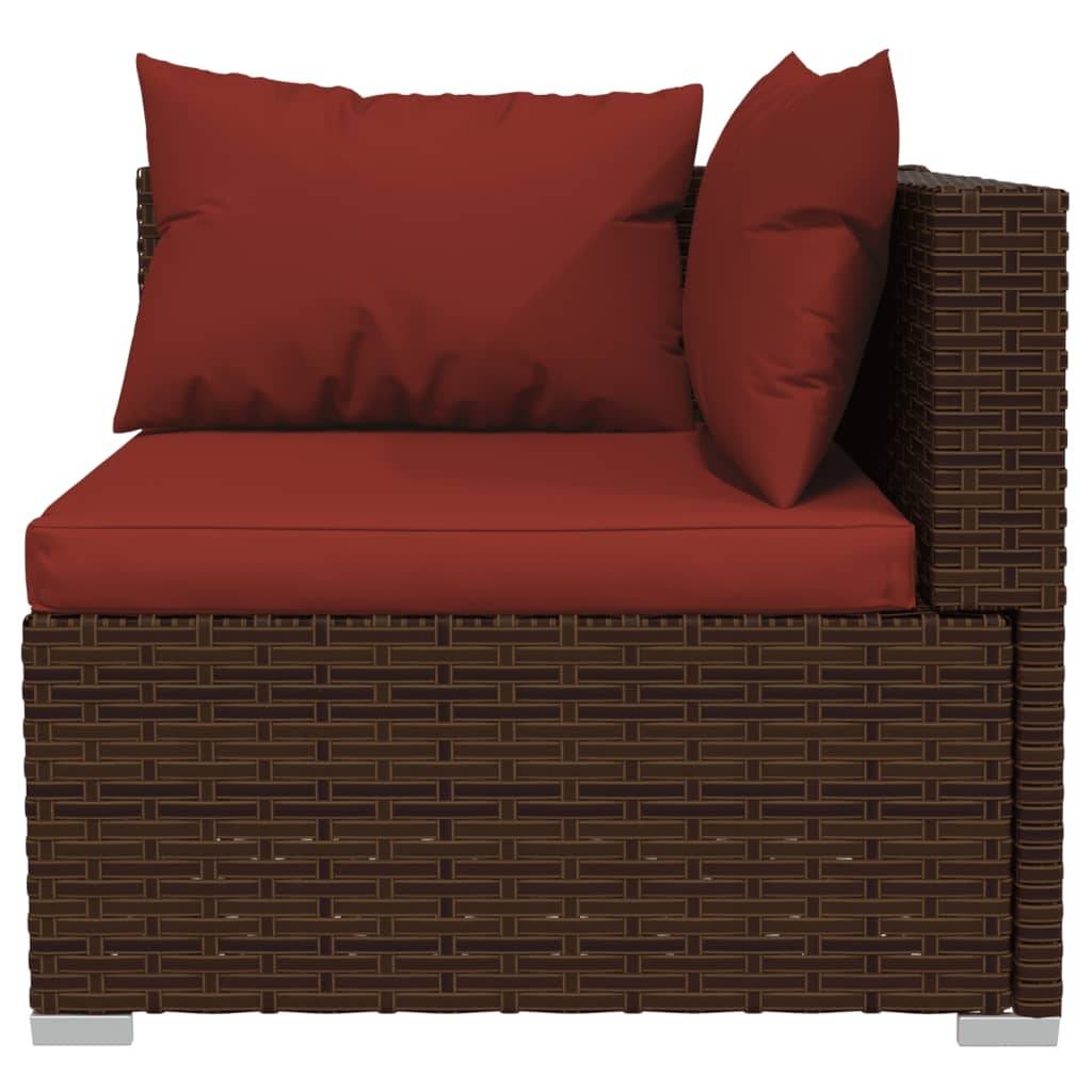vidaXL 10-tlg. Garten-Lounge-Set mit Kissen Poly Rattan Braun