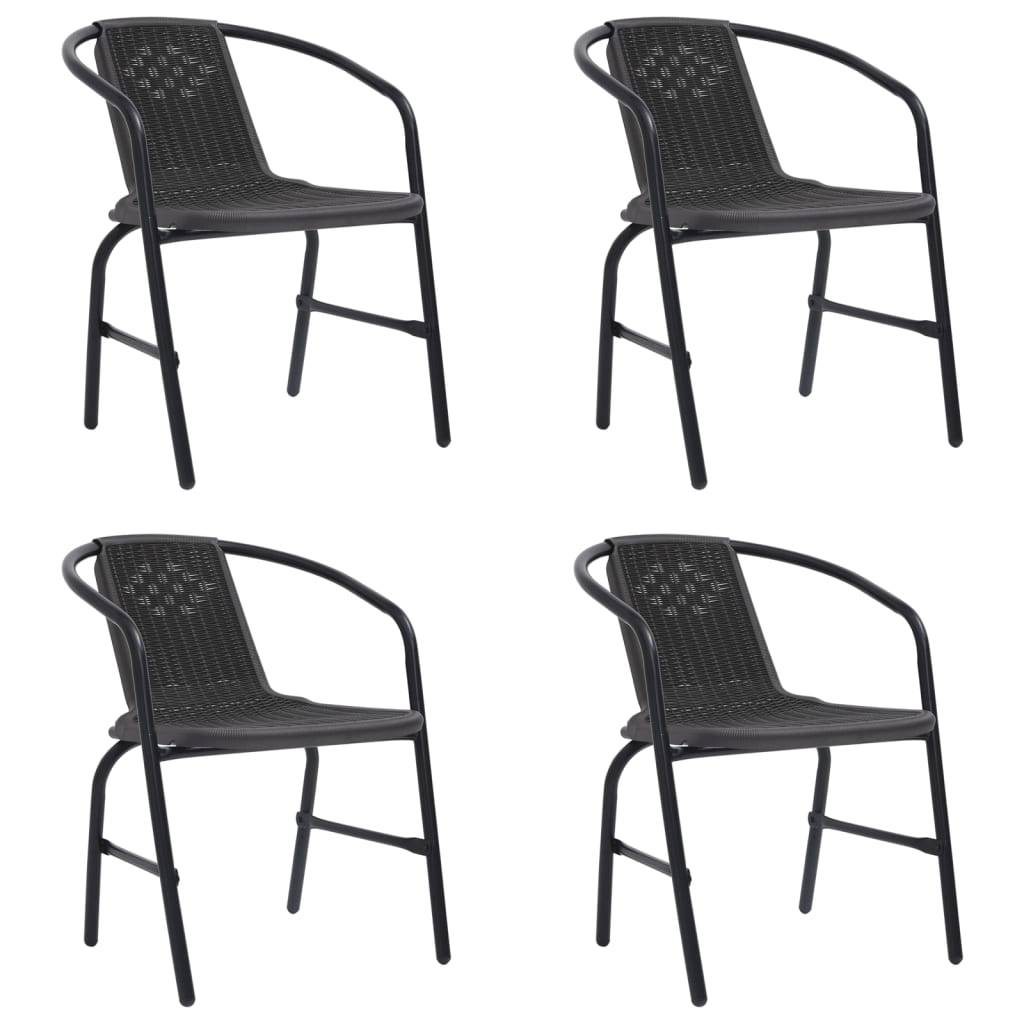 vidaXL Gartenstühle 4 Stk. Rattan-Optik Kunststoff und Stahl 110 kg
