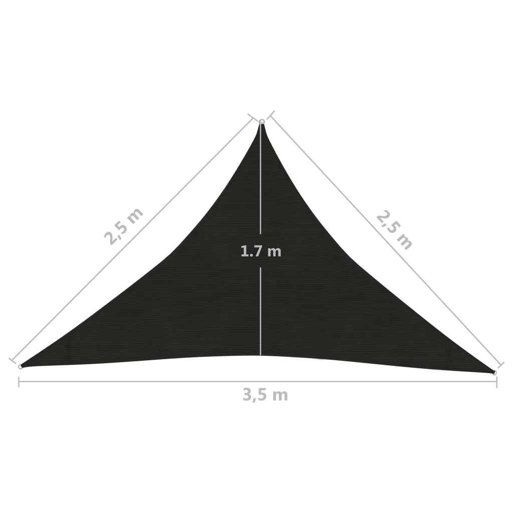 vidaXL Sonnensegel 160 g/m² Schwarz 2,5x2,5x3,5 m HDPE