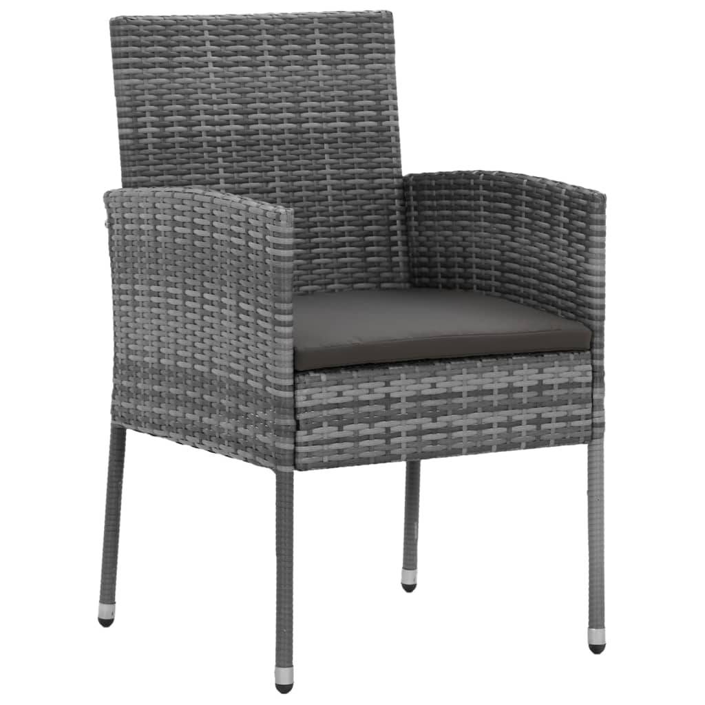 vidaXL 9-tlg. Garten-Essgruppe Poly Rattan Grau