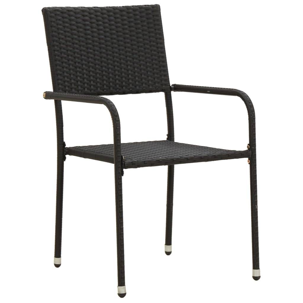 vidaXL 3-tlg. Garten-Essgruppe Poly Rattan Schwarz
