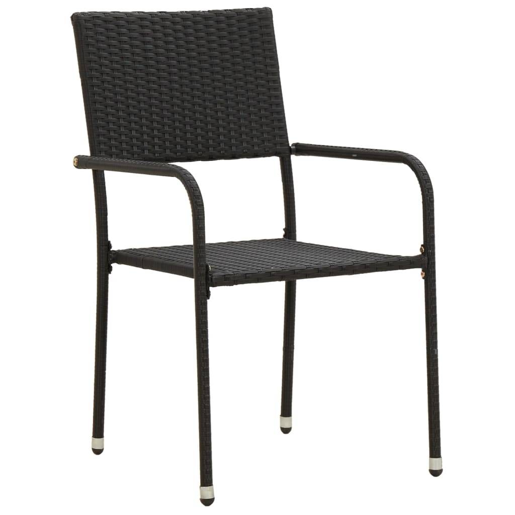 vidaXL 5-tlg. Garten-Essgruppe Poly Rattan Schwarz