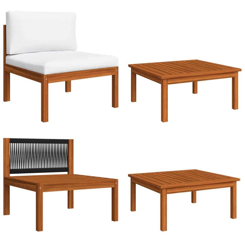vidaXL 2-tlg. Garten-Lounge-Set mit Auflagen Massivholz Akazie