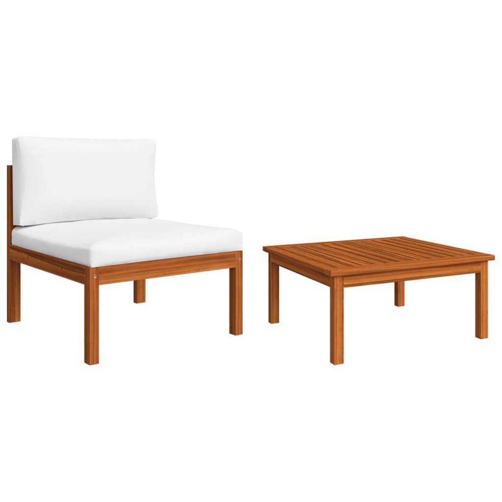 vidaXL 2-tlg. Garten-Lounge-Set mit Auflagen Massivholz Akazie