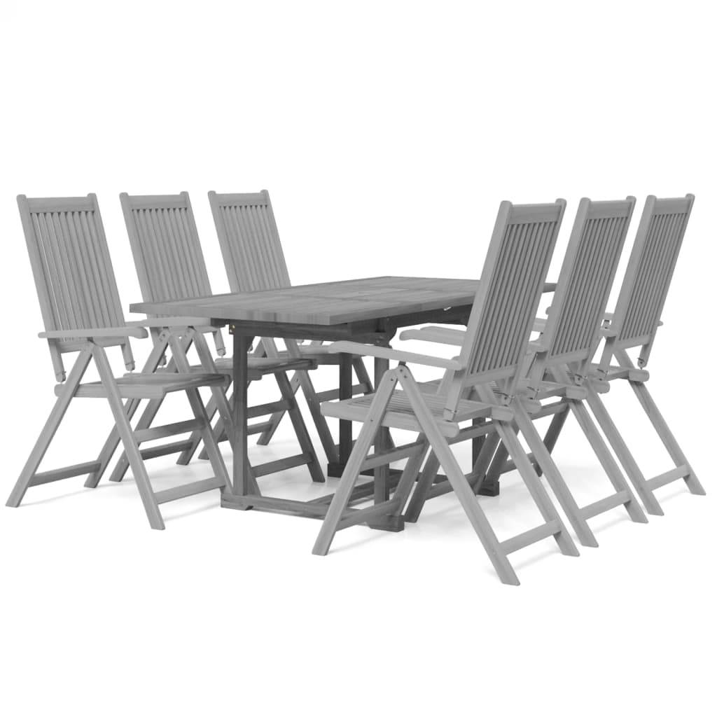 vidaXL 7-tlg. Garten-Essgruppe Massivholz Akazie