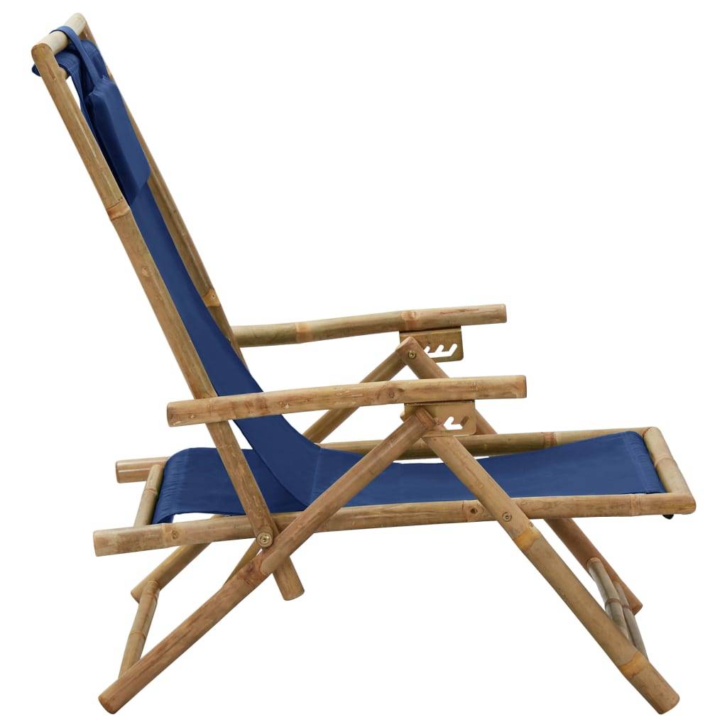 vidaXL Relaxstuhl Verstellbar Marineblau Bambus und Stoff