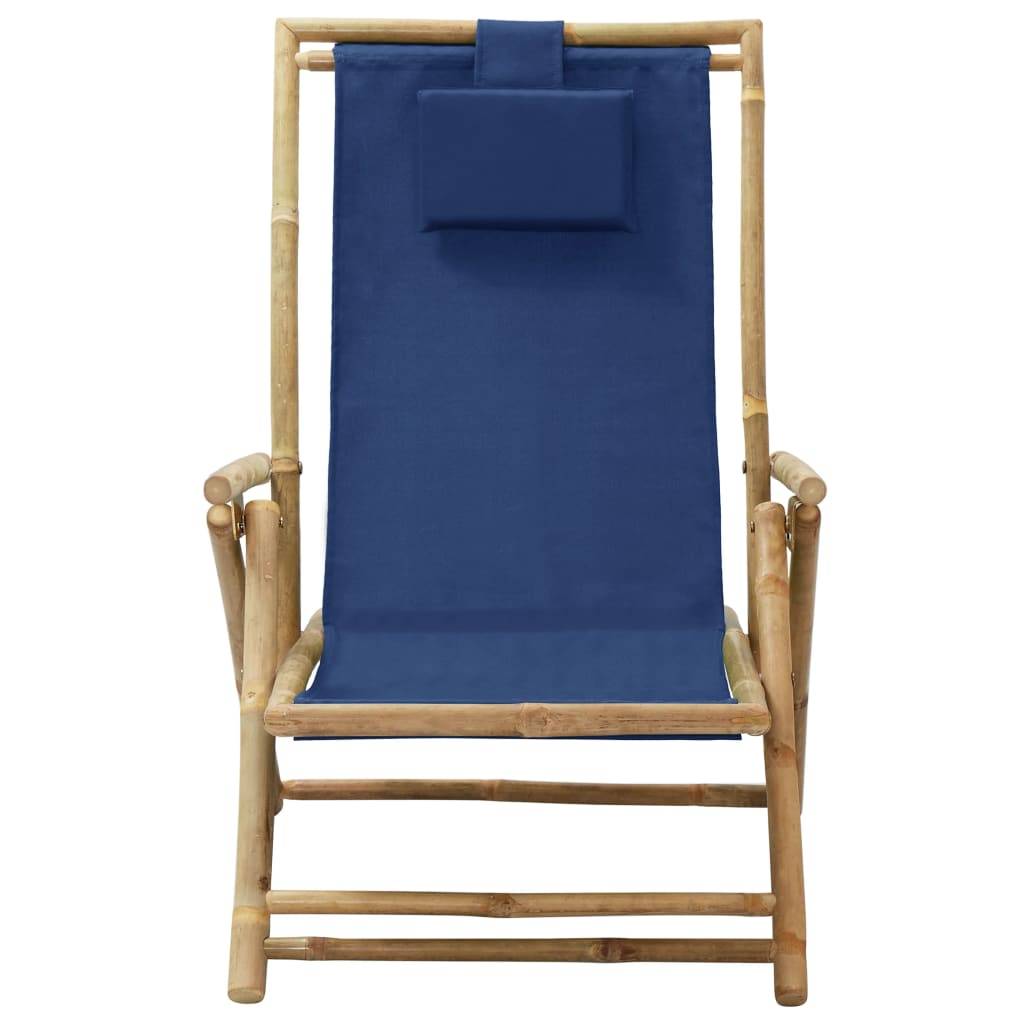vidaXL Relaxstuhl Verstellbar Marineblau Bambus und Stoff