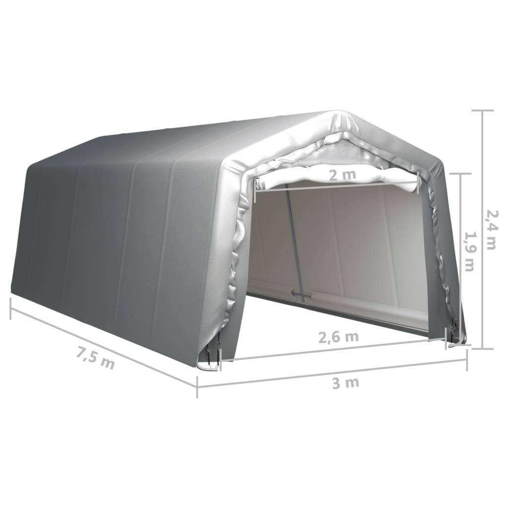 vidaXL Lagerzelt 300x750 cm Stahl Grau