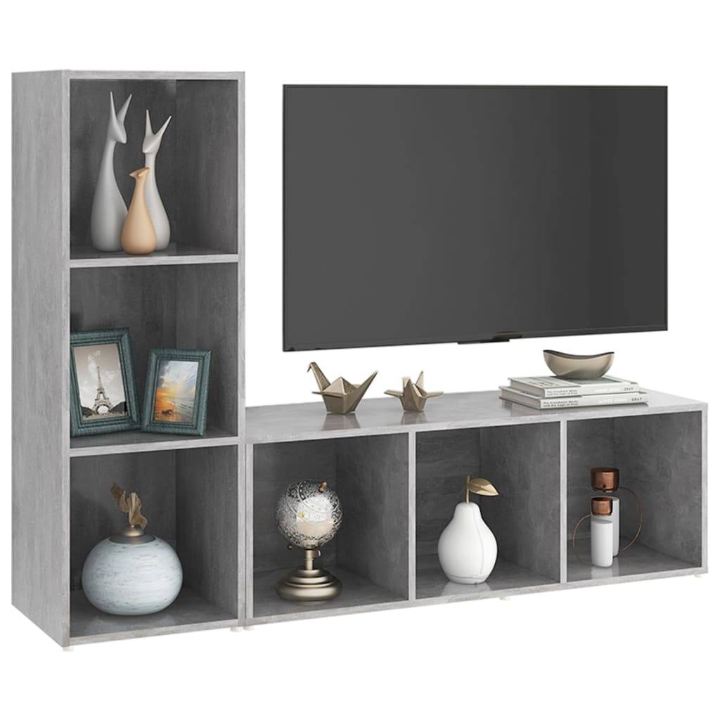 vidaXL TV-Schränke 2 Stk. Betongrau 107x35x37 cm Holzwerkstoff