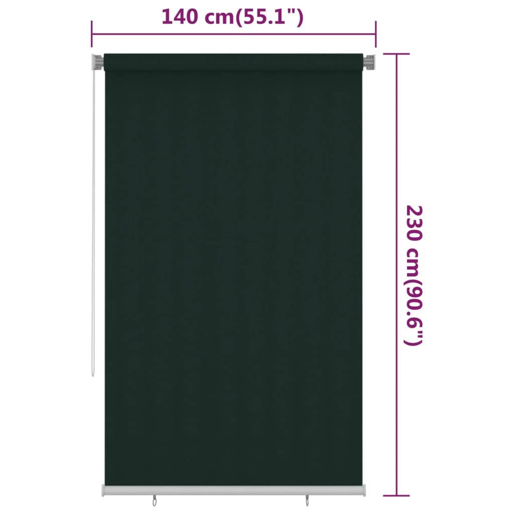 vidaXL Außenrollo 140x230 cm Dunkelgrün HDPE