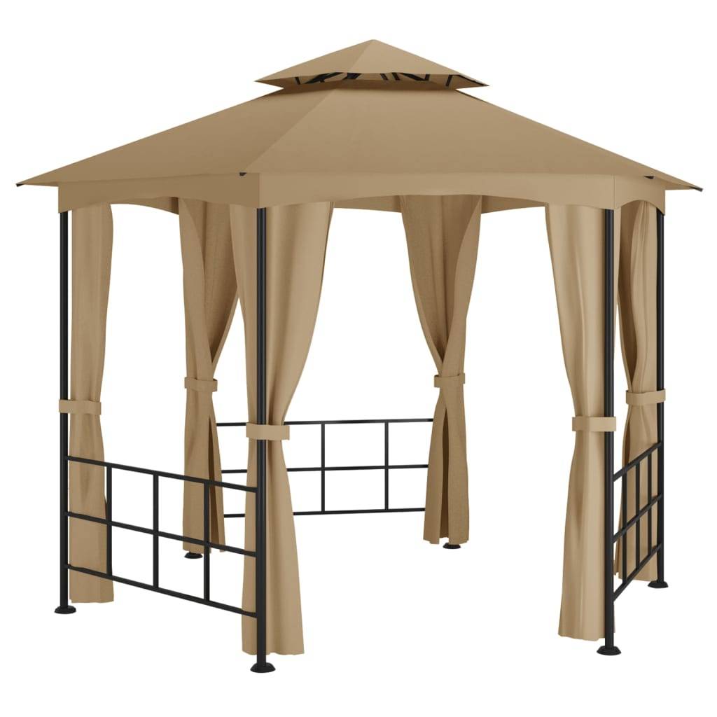 vidaXL Pavillon mit Seitenwänden 3,1x2,7 m Taupe