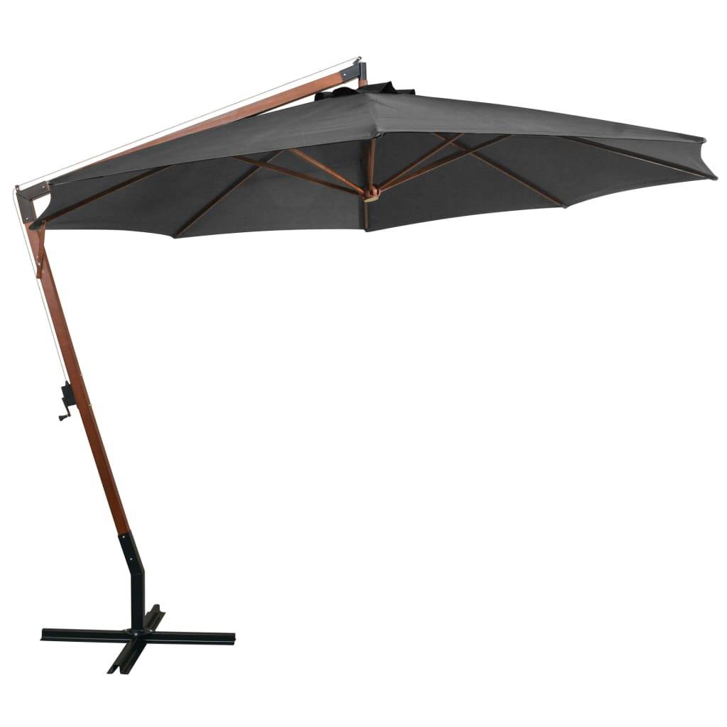 vidaXL Ampelschirm mit Mast Anthrazit 3,5x2,9 m Massivholz Tanne
