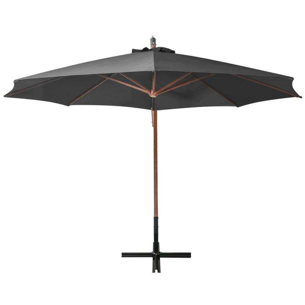 vidaXL Ampelschirm mit Mast Anthrazit 3,5x2,9 m Massivholz Tanne