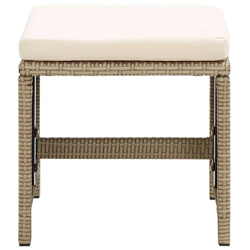 vidaXL Gartenhocker 4 Stk. mit Sitzkissen Poly Rattan Beige