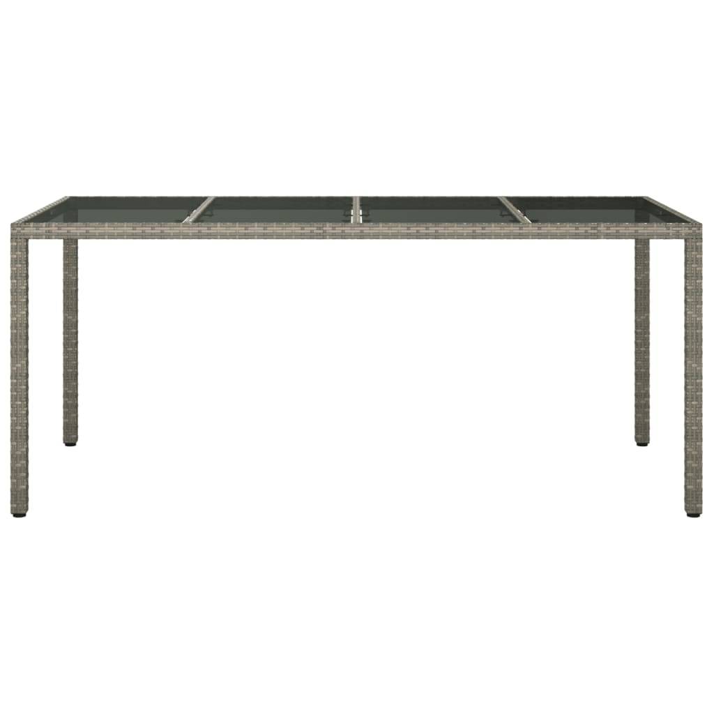 vidaXL Gartentisch Grau 190x90x75 cm Gehärtetes Glas und Poly Rattan