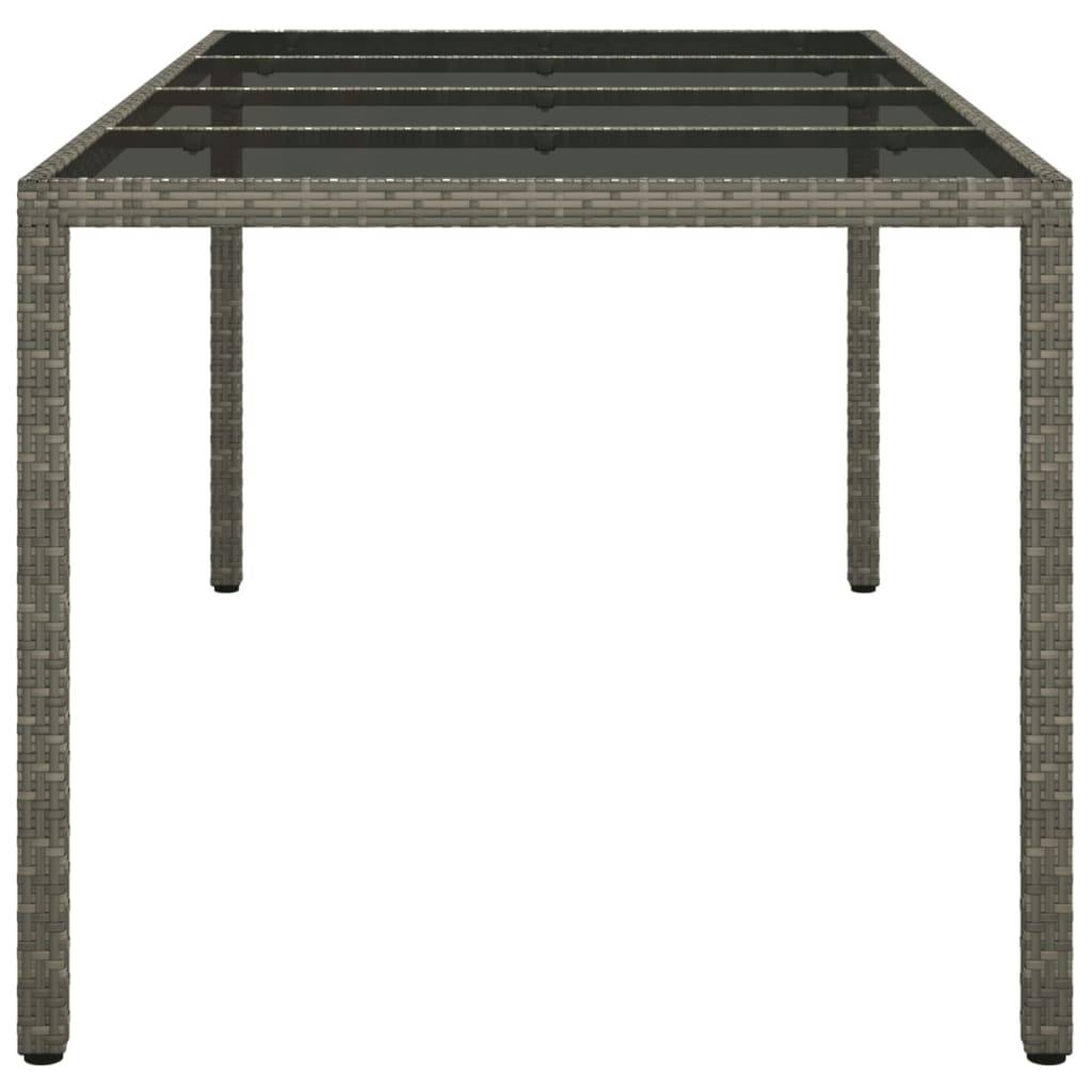 vidaXL Gartentisch Grau 190x90x75 cm Gehärtetes Glas und Poly Rattan