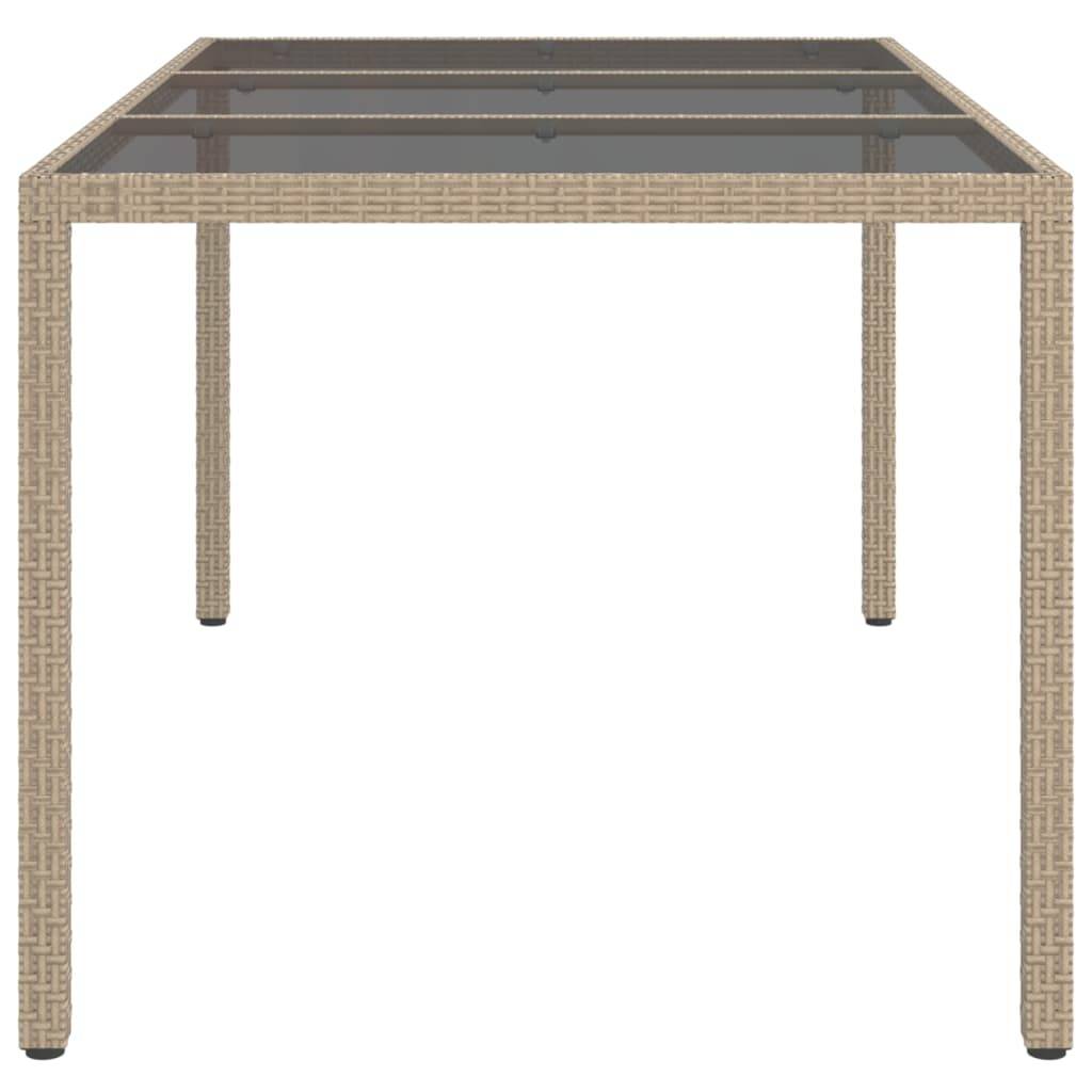 vidaXL Gartentisch 150x90x75 cm Gehärtetes Glas Poly Rattan Beige