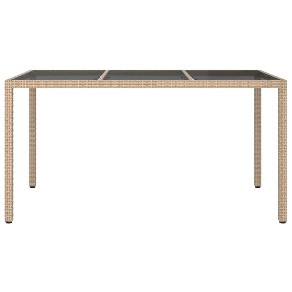 vidaXL Gartentisch 150x90x75 cm Gehärtetes Glas Poly Rattan Beige