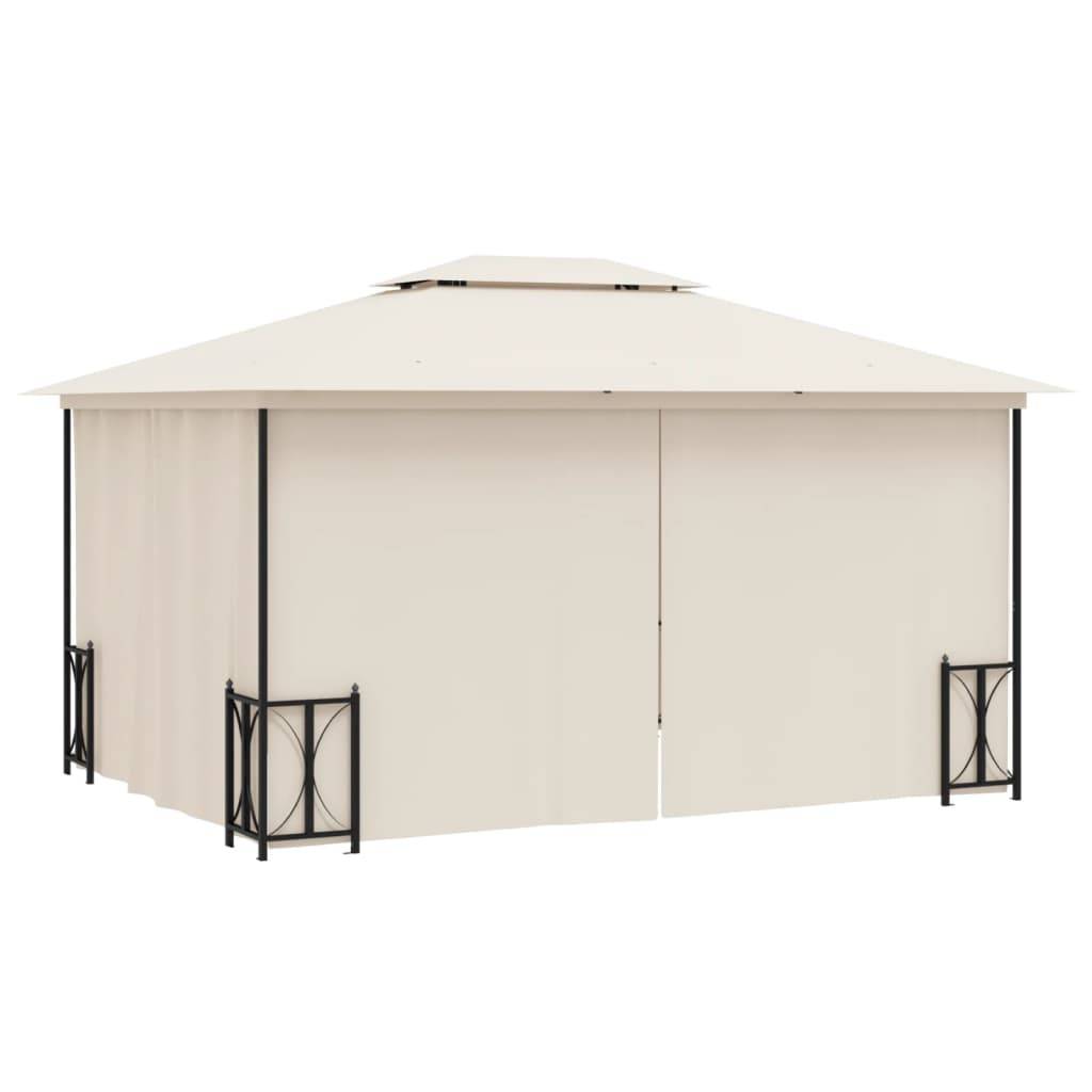 vidaXL Pavillon mit Seitenwänden & Doppeldach 3x4 m Creme