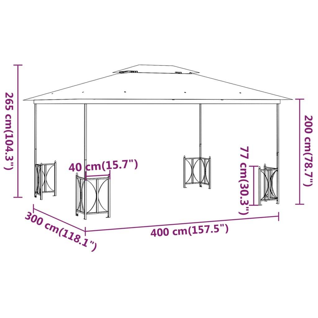 vidaXL Pavillon mit Seitenwänden & Doppeldach 3x4 m Creme