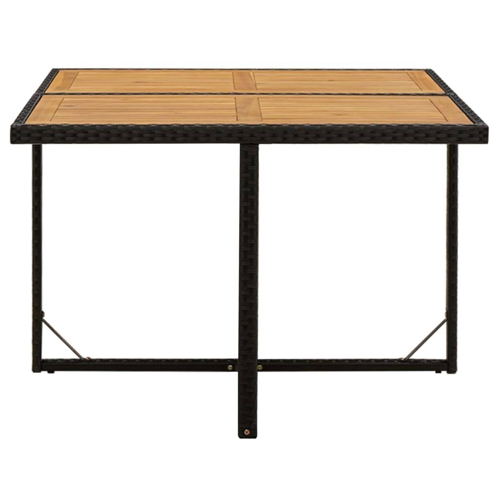 vidaXL Gartentisch Schwarz 109x107x74cm Poly Rattan Massivholz Akazie